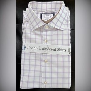 CHARLES TYRWHITT Non-Iron Twill Grid Check - purple
